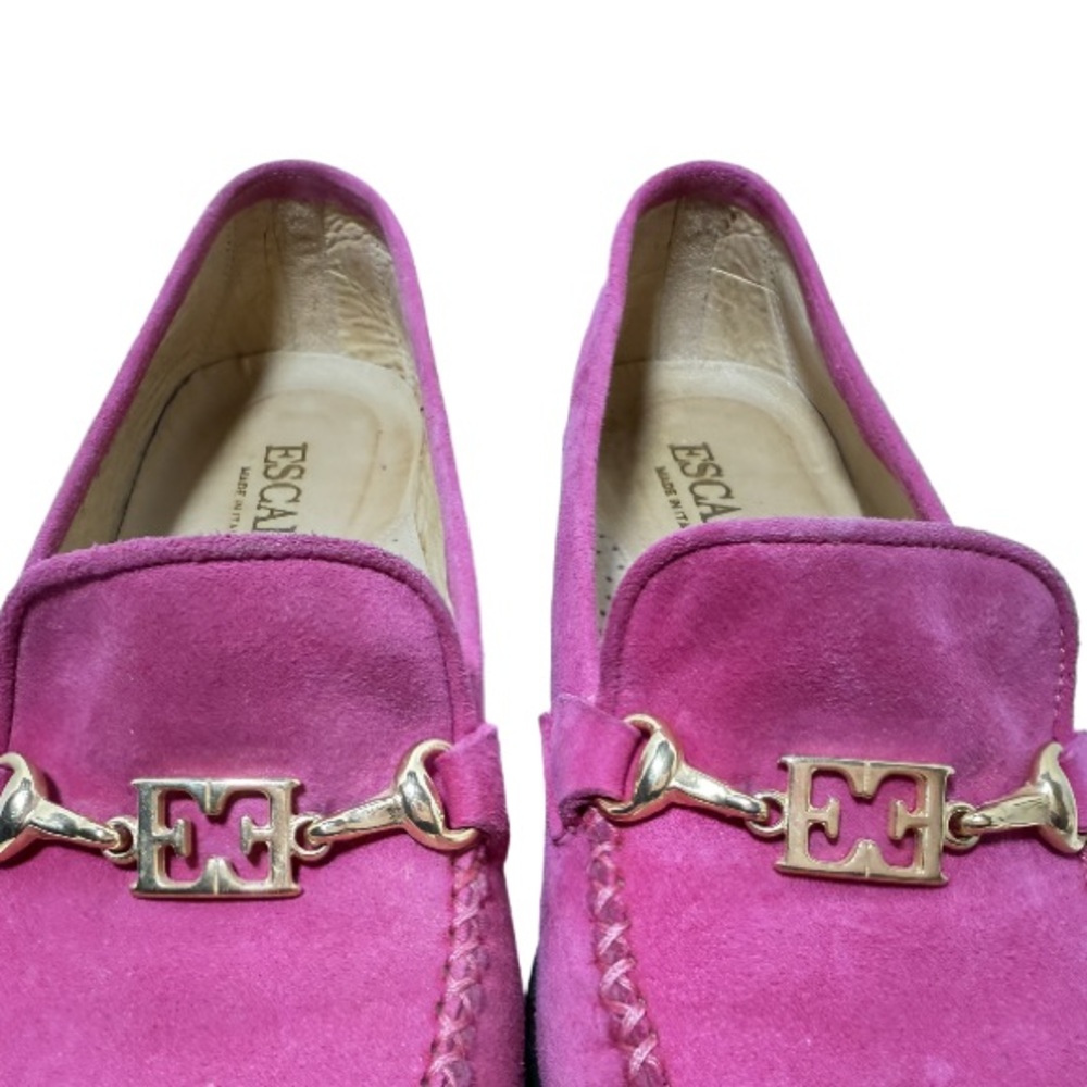 ESCADA | Handsewn Italian Moccasins Loafers Pink Suede Office Career Preppy VTG - Picture 13 of 16